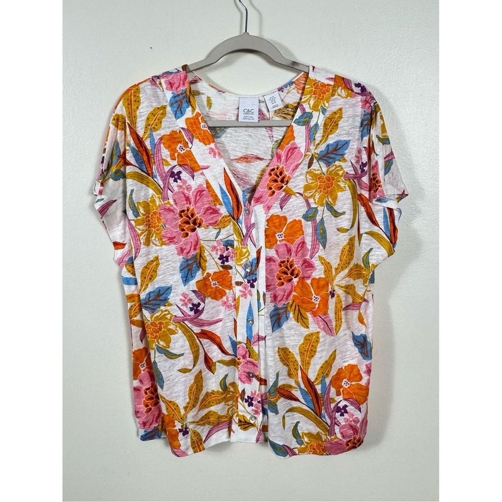 C & C California Floral Top XL Coastal Euro Summer Beachy